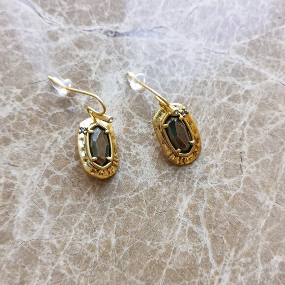 NEW Kendra Scott Vintage Gold Black Pyrite Anna Earrings - Picture 2 of 3